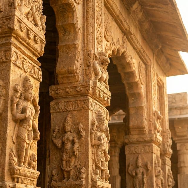 Ancient temple stone carvings and sculptures